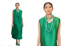 Green taffeta dress